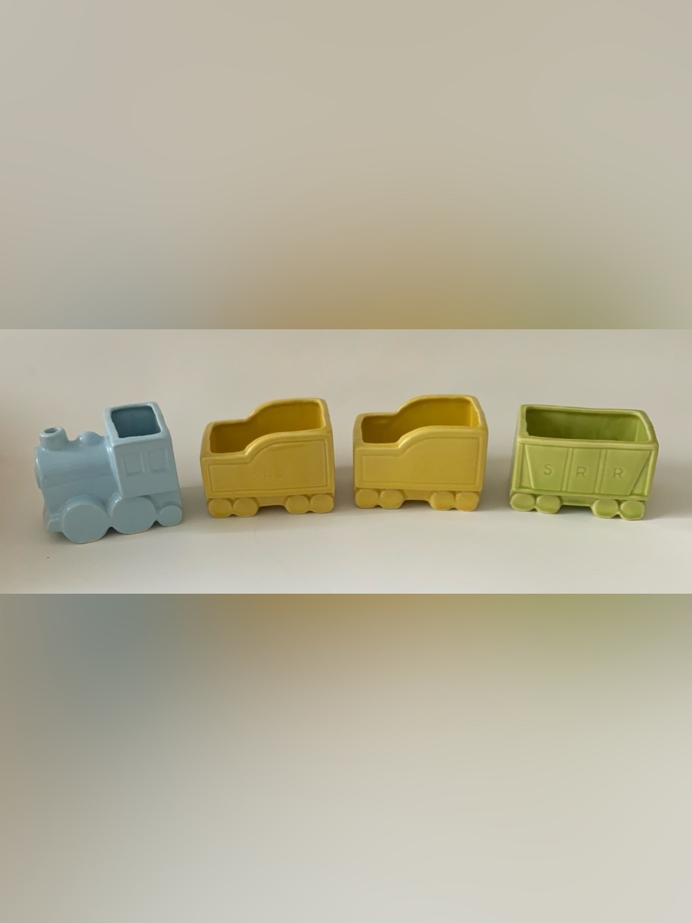 Vintage Toy Train Car Planter Set